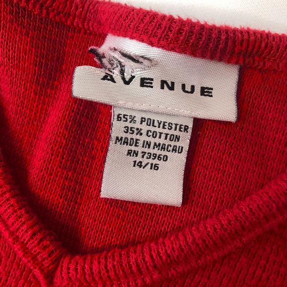 Avenue Women’s Red VNeck Sweater w/ Sequin & Beads - Picture 5 of 9